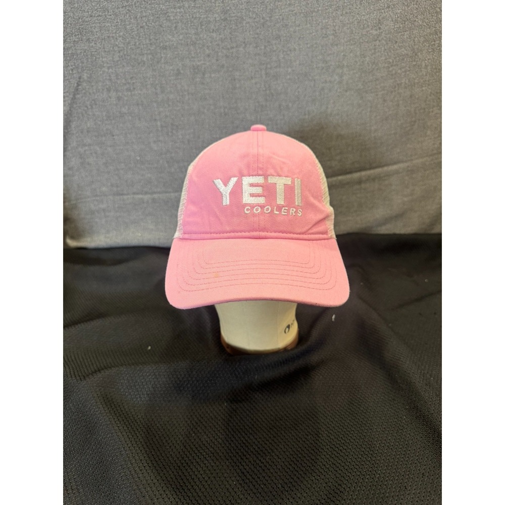 Yeti Coolers Hat Cap Womens Pink White Snapback Trucker Mesh Adjustable Country